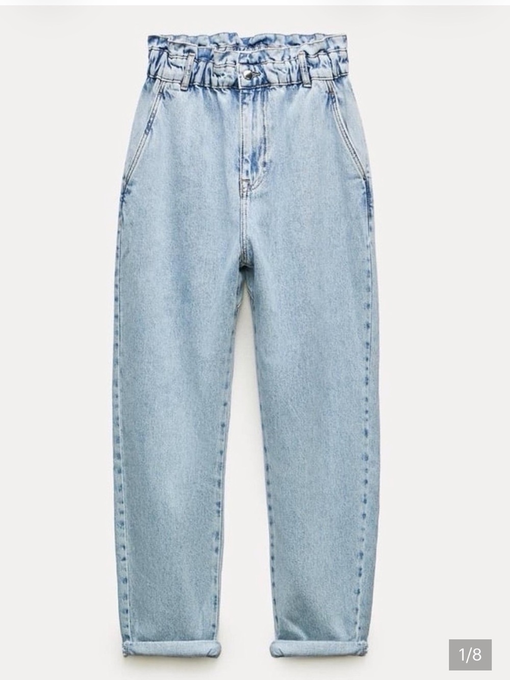 ❗️Zara Hi Waist Vintage Cinched Light Wash Boyfriend Jeans